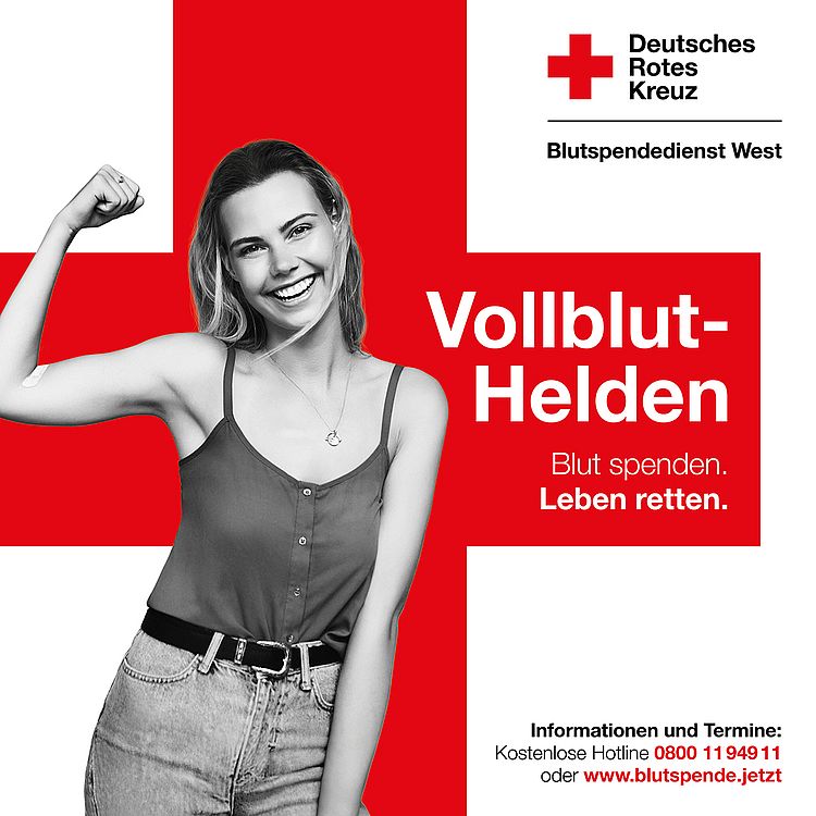 Plakat Vollblut-Helden zum Weltrotkreuztag am 14.06.2026.
