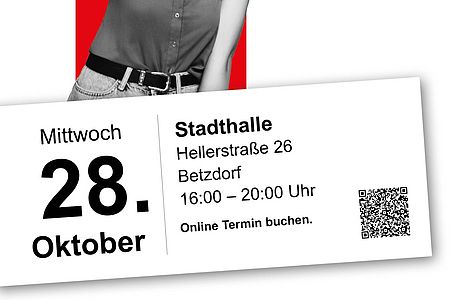 Werbeplakat der Blutspende am 28.10.2026 in der Stadthalle Betzdorf, (Foto: DRK-Blutspendedienst West)