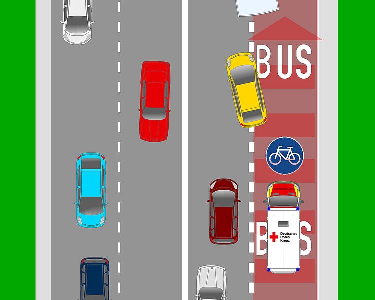 Umweltspur dient als Rettungsgasse (Foto: DRK)