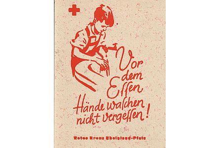 Flyer, Hygiene-Aufklärungskampagne „Vor dem Essen Hände waschen nicht vergessen″ (Bild: DRK)