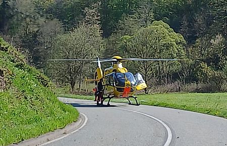 Hubschrauber Landung während des Bereitstellungseinsatz 03/2026, aufgrund eines Verkehrsunfalls