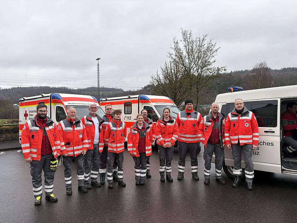 Gruppenfoto der Helfer des Sanitätswachdienstes Karneval in Wissen am 16.02.2026.