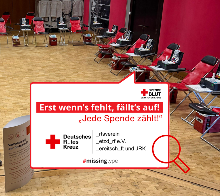 Kampagne missingtype 2026, Blutspendelokal Stadthalle Betzdorf